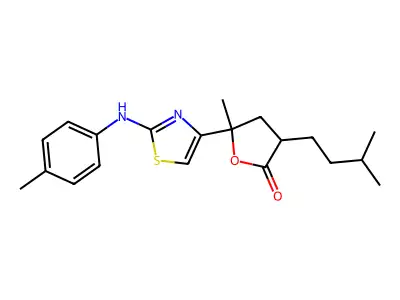5-Methyl-5-[2-(4-methylanilino)-1,3-thiazol-4-yl]-3-(3-methylbutyl)oxolan-2-one structure