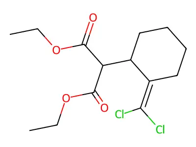 Diethyl 2-(2-(dichloromethylene)cyclohexyl)malonate structure