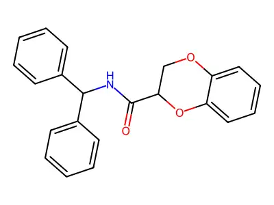 N-benzhydryl-2,3-dihydro-1,4-benzodioxine-3-carboxamide structure