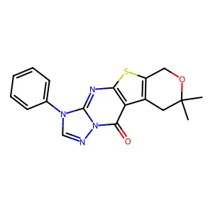 8,8-dimethyl-3-phenyl-3,6,8,9-tetrahydro-10H-pyrano[4',3':4,5]thieno[2,3-d][1,2,4]triazolo[1,5-a]pyrimidin-10-one structure