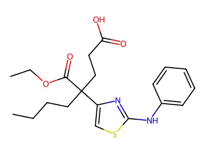4-(Ethoxycarbonyl)-4-[2-(phenylamino)-1,3-thiazol-4-yl]octanoic acid structure