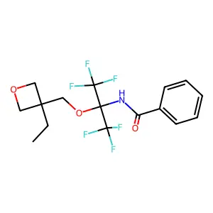 N-[2-[(3-ethyloxetan-3-yl)methoxy]-1,1,1,3,3,3-hexafluoropropan-2-yl]benzamide structure