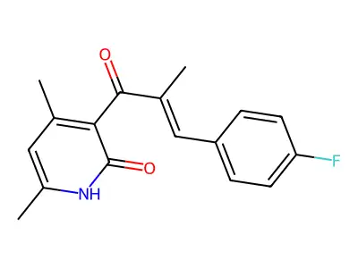 3-[3-(4-fluorophenyl)-2-methylprop-2-enoyl]-4,6-dimethyl-1H-pyridin-2-one structure