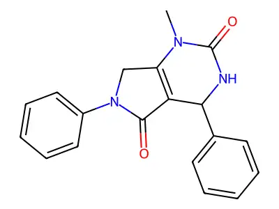 1-methyl-4,6-diphenyl-4,7-dihydro-3H-pyrrolo[3,4-d]pyrimidine-2,5-dione structure