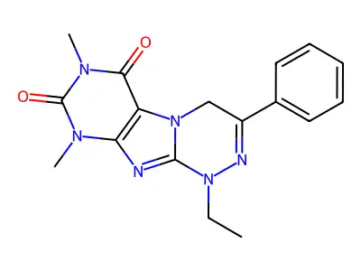 1-ethyl-7,9-dimethyl-3-phenyl-4H-purino[8,7-c][1,2,4]triazine-6,8-dione structure