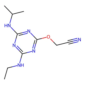 2-[[4-(Ethylamino)-6-(propan-2-ylamino)-1,3,5-triazin-2-yl]oxy]acetonitrile structure