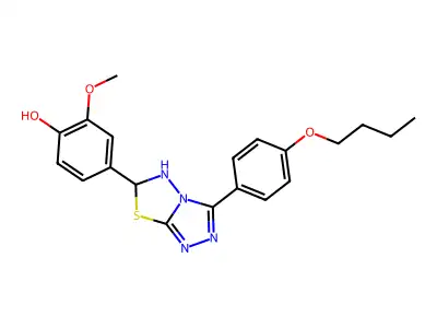 4-[3-(4-butoxyphenyl)-5,6-dihydro-[1,2,4]triazolo[3,4-b][1,3,4]thiadiazol-6-yl]-2-methoxyphenol structure