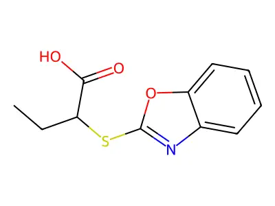 2-(1,3-Benzoxazol-2-ylthio)butanoic acid structure
