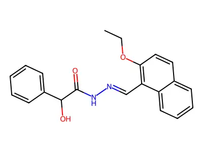 N-[(E)-(2-ethoxynaphthalen-1-yl)methylideneamino]-2-hydroxy-2-phenylacetamide structure