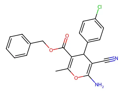 Benzyl 6-amino-4-(4-chlorophenyl)-5-cyano-2-methyl-4H-pyran-3-carboxylate structure