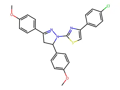 2-[3,5-bis(4-methoxyphenyl)-4,5-dihydro-1H-pyrazol-1-yl]-4-(4-chlorophenyl)-1,3-thiazole structure