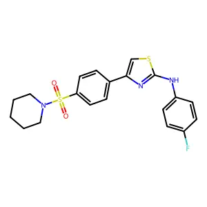 N-(4-fluorophenyl)-4-(4-piperidin-1-ylsulfonylphenyl)-1,3-thiazol-2-amine structure