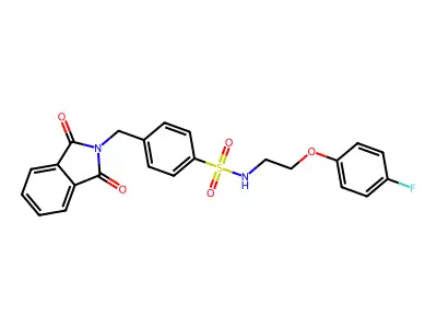 4-[(1,3-dioxoisoindol-2-yl)methyl]-N-[2-(4-fluorophenoxy)ethyl]benzenesulfonamide structure