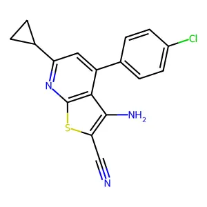 3-Amino-4-(4-chlorophenyl)-6-cyclopropyl-2-thieno[2,3-b]pyridinecarbonitrile structure