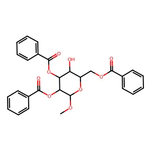 Methyl 2,3,6-tri-o-benzoylhexopyranoside structure