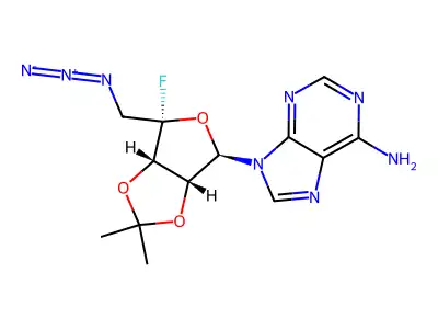 Adenosine, 5'-azido-5'-deoxy-4'-C-fluoro-2',3'-O-(1-methylethylidene)- structure