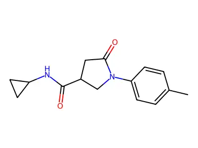 N-cyclopropyl-1-(4-methylphenyl)-5-oxopyrrolidine-3-carboxamide structure