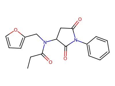 N-(2,5-dioxo-1-phenylpyrrolidin-3-yl)-N-(furan-2-ylmethyl)propanamide structure