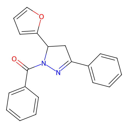 (5-(furan-2-yl)-3-phenyl-4,5-dihydro-1H-pyrazol-1-yl)(phenyl)methanone structure