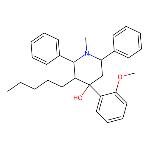 4-(2-Methoxyphenyl)-1-methyl-3-pentyl-2,6-diphenylpiperidin-4-ol structure
