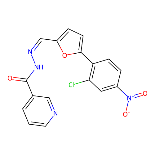 (Z)-N'-((5-(2-chloro-4-nitrophenyl)furan-2-yl)methylene)nicotinohydrazide structure