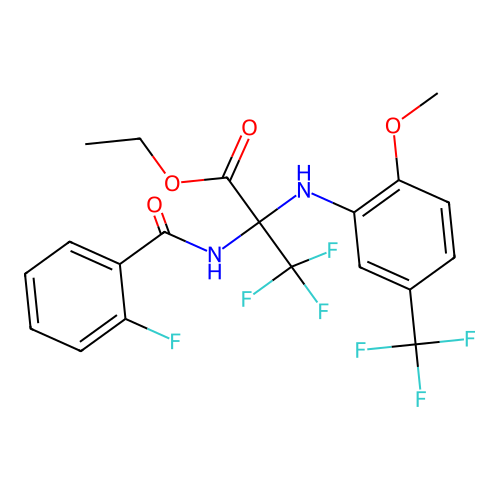 ethyl 3,3,3-trifluoro-N-[(2-fluorophenyl)carbonyl]-2-{[2-methoxy-5-(trifluoromethyl)phenyl]amino}alaninate structure