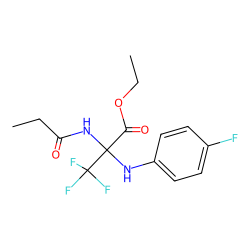 ethyl 3,3,3-trifluoro-2-[(4-fluorophenyl)amino]-N-propanoylalaninate structure