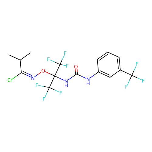 (1E)-N-[1,1,1,3,3,3-hexafluoro-2-[[3-(trifluoromethyl)phenyl]carbamoylamino]propan-2-yl]oxy-2-methylpropanimidoyl chloride structure