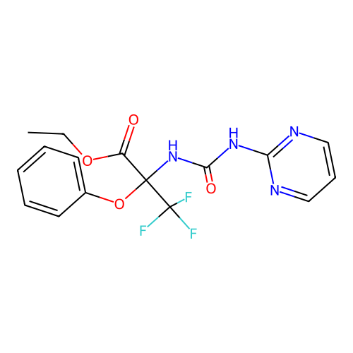ethyl 3,3,3-trifluoro-2-phenoxy-N-(pyrimidin-2-ylcarbamoyl)alaninate structure
