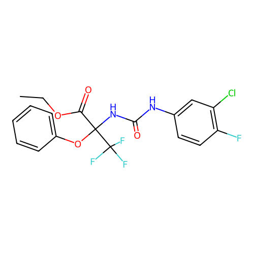 ethyl N-[(3-chloro-4-fluorophenyl)carbamoyl]-3,3,3-trifluoro-2-phenoxyalaninate structure
