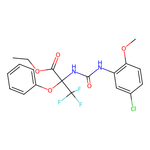 ethyl N-[(5-chloro-2-methoxyphenyl)carbamoyl]-3,3,3-trifluoro-2-phenoxyalaninate structure