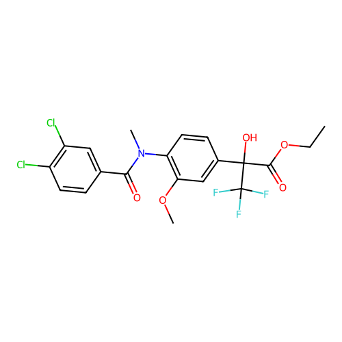 ethyl 2-(4-(3,4-dichloro-N-methylbenzamido)-3-methoxyphenyl)-3,3,3-trifluoro-2-hydroxypropanoate structure