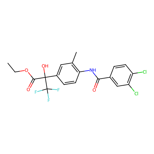 (R)-ethyl 2-(4-(3,4-dichlorobenzamido)-3-methylphenyl)-3,3,3-trifluoro-2-hydroxypropanoate structure