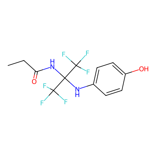 N-(2,2,2-Trifluoro-1-(4-hydroxyanilino)-1-(trifluoromethyl)ethyl)propanamide structure