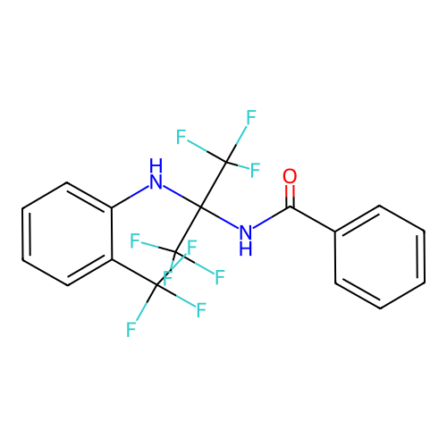 N-(1,1,1,3,3,3-hexafluoro-2-((2-(trifluoromethyl)phenyl)amino)propan-2-yl)benzamide structure