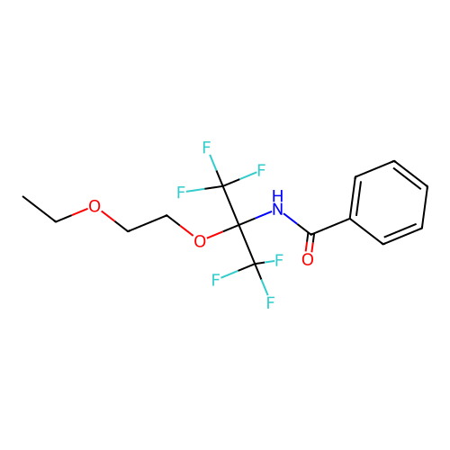 N-[2-(2-ethoxyethoxy)-1,1,1,3,3,3-hexafluoropropan-2-yl]benzamide structure