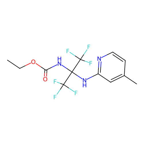 ethyl (1,1,1,3,3,3-hexafluoro-2-((4-methylpyridin-2-yl)amino)propan-2-yl)carbamate structure