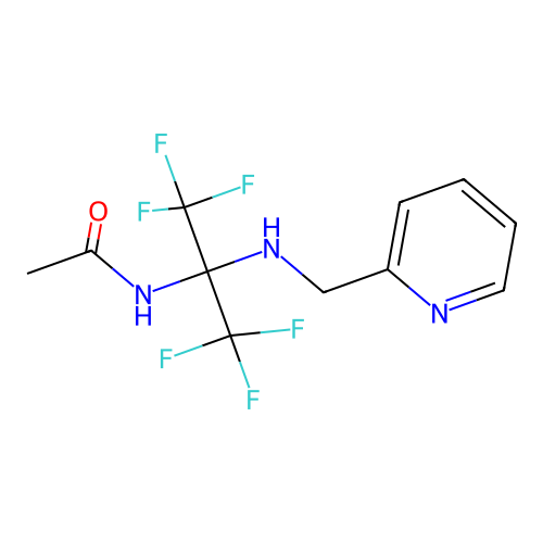 N-(1,1,1,3,3,3-hexafluoro-2-((pyridin-2-ylmethyl)amino)propan-2-yl)acetamide structure