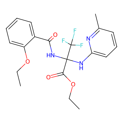 Ethyl 2-[(2-ethoxybenzoyl)amino]-3,3,3-trifluoro-2-[(6-methylpyridin-2-yl)amino]propanoate structure