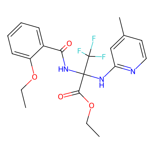 Ethyl 2-[(2-ethoxybenzoyl)amino]-3,3,3-trifluoro-2-[(4-methylpyridin-2-yl)amino]propanoate structure