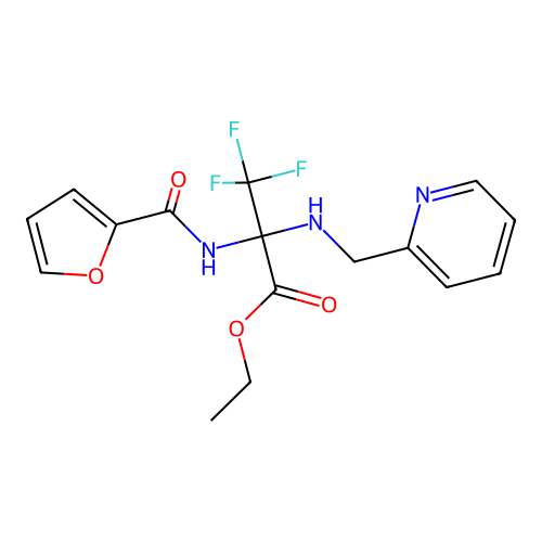 Ethyl 3,3,3-trifluoro-2-(furan-2-carbonylamino)-2-(pyridin-2-ylmethylamino)propanoate structure
