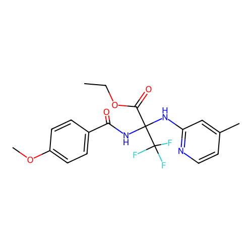 Ethyl 3,3,3-trifluoro-2-[(4-methoxybenzoyl)amino]-2-[(4-methylpyridin-2-yl)amino]propanoate structure