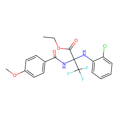 ethyl 2-[(2-chlorophenyl)amino]-3,3,3-trifluoro-N-[(4-methoxyphenyl)carbonyl]alaninate structure