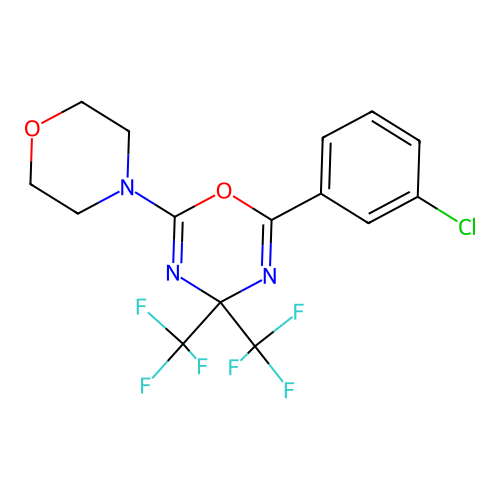 2-(3-chlorophenyl)-6-morpholin-4-yl-4,4-bis(trifluoromethyl)-1,3,5-oxadiazine structure