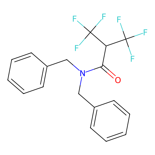 N,N-dibenzyl-3,3,3-trifluoro-2-(trifluoromethyl)propanamide structure