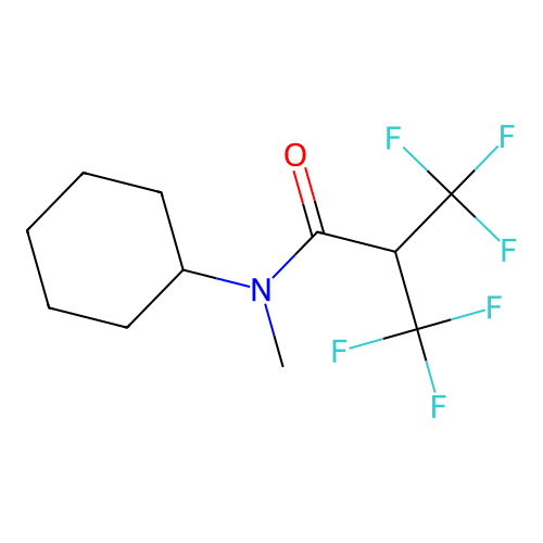 N-cyclohexyl-3,3,3-trifluoro-N-methyl-2-(trifluoromethyl)propanamide structure