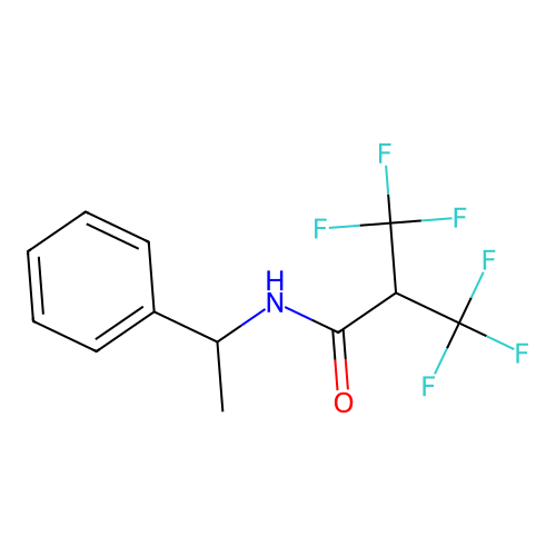 3,3,3-trifluoro-N-(1-phenylethyl)-2-(trifluoromethyl)propanamide structure