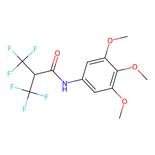 3,3,3-trifluoro-2-(trifluoromethyl)-N-(3,4,5-trimethoxyphenyl)propanamide structure
