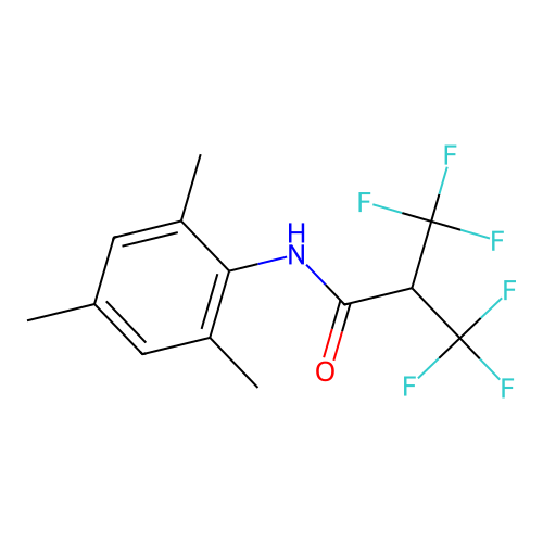 3,3,3-trifluoro-N-mesityl-2-(trifluoromethyl)propanamide structure