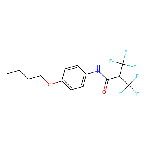 N-(4-butoxyphenyl)-3,3,3-trifluoro-2-(trifluoromethyl)propanamide structure